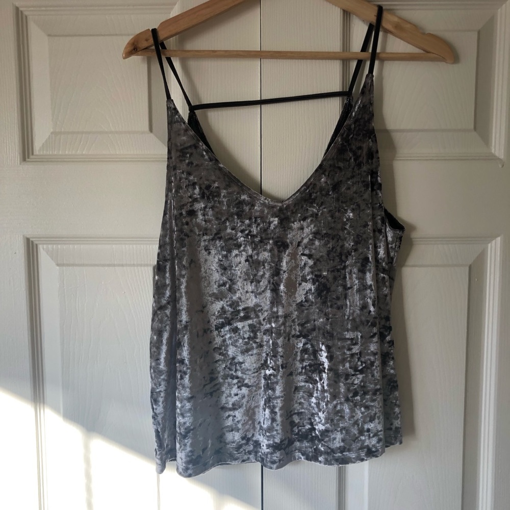 American Eagle silver velvet camisole